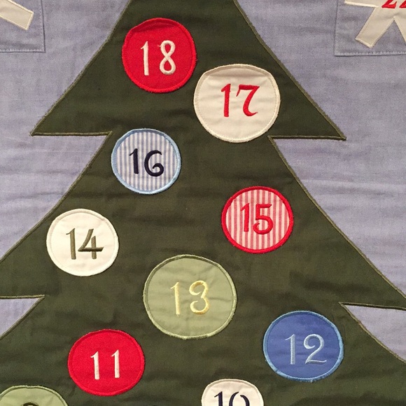 Pottery Barn blue chambray wall hanging Christmas countdown advent calendar - Picture 11 of 16